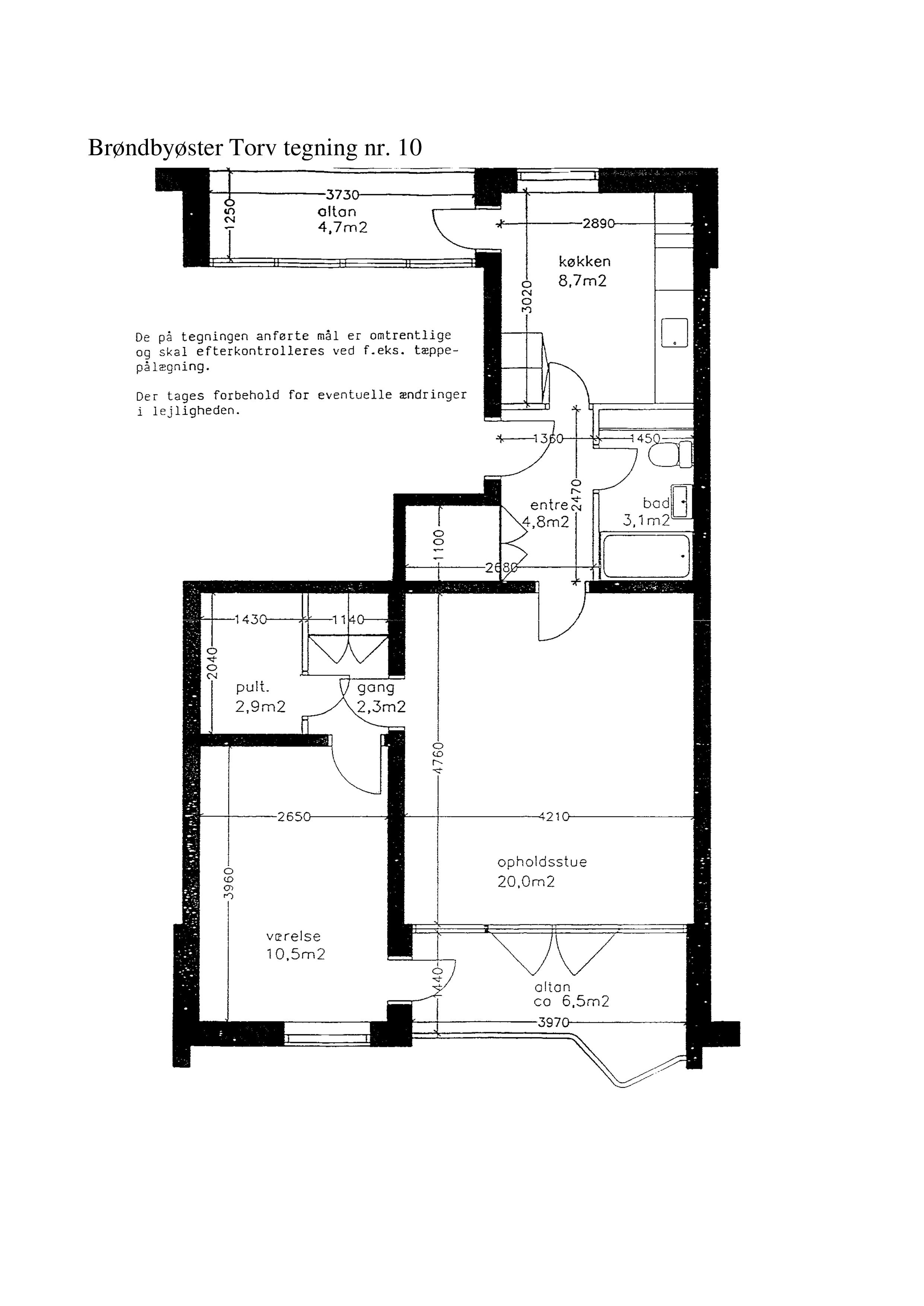 Tegning nr. 10 – 2-rums lejlighed – 72 m²