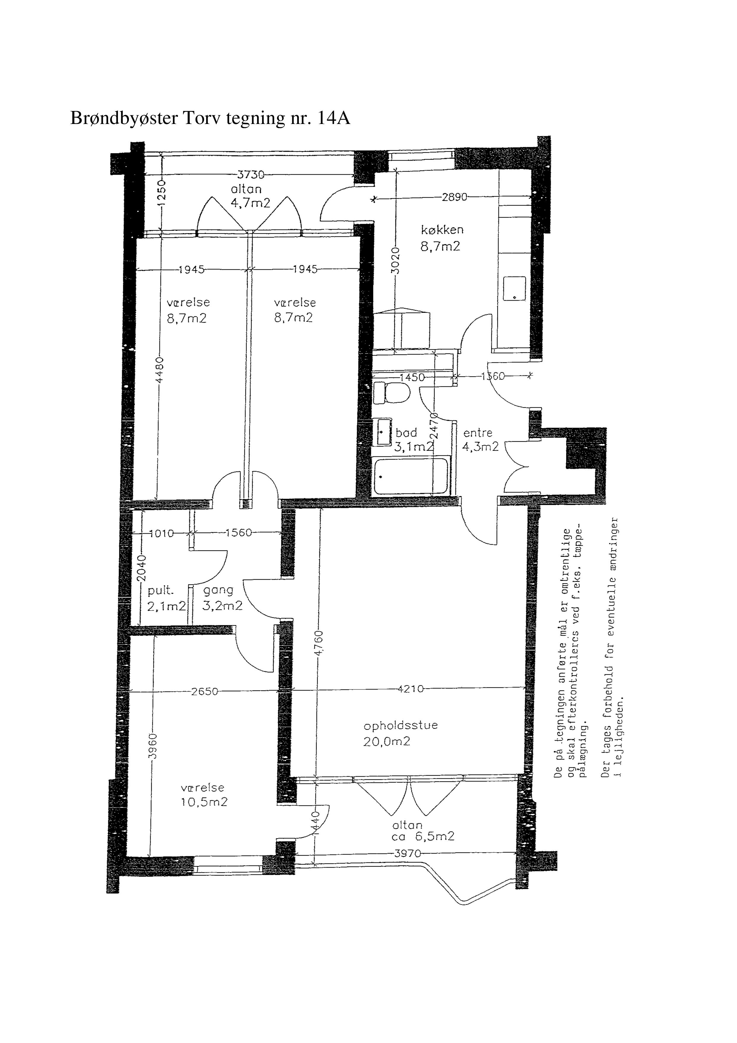 Tegning nr. 14A – 4-rums lejlighed – 94 m²